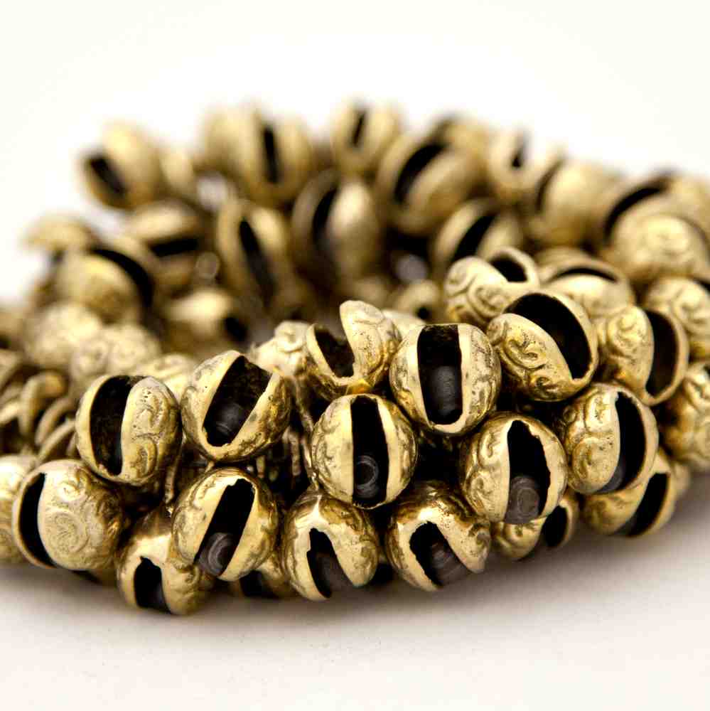 100 Pcs 0.75 inches High Single Cut Embossed Brass Bells Craft work, Anniversary - Sweet Us