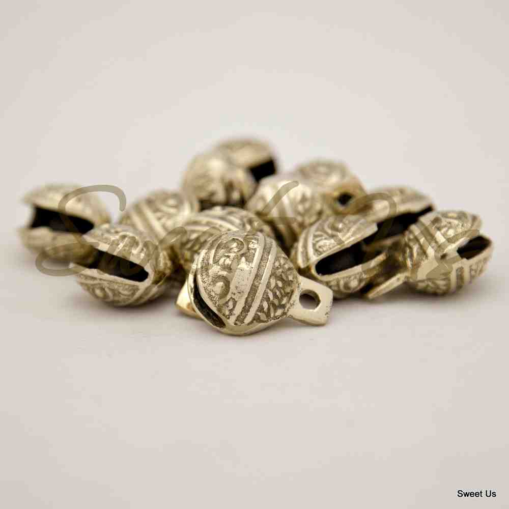 12 Pc Polished Brass Bells, Door Knob, Craft work Anniversary Cattle Party Favor - Sweet Us
