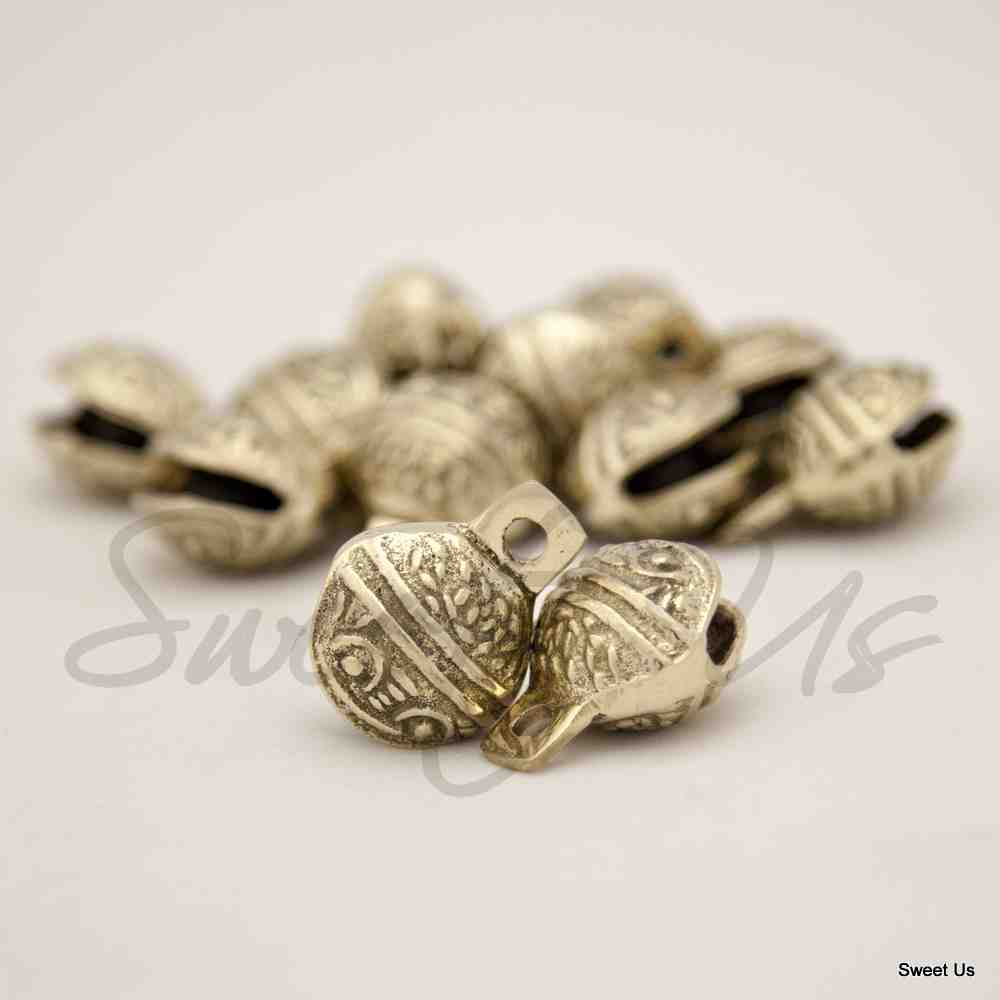 12 Pc Polished Brass Bells, Door Knob, Craft work Anniversary Cattle Party Favor - Sweet Us