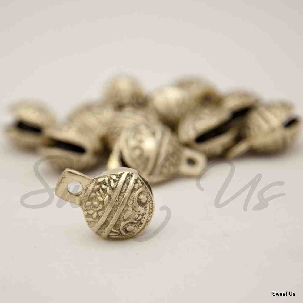 12 Pc Polished Brass Bells, Door Knob, Craft work Anniversary Cattle Party Favor - Sweet Us