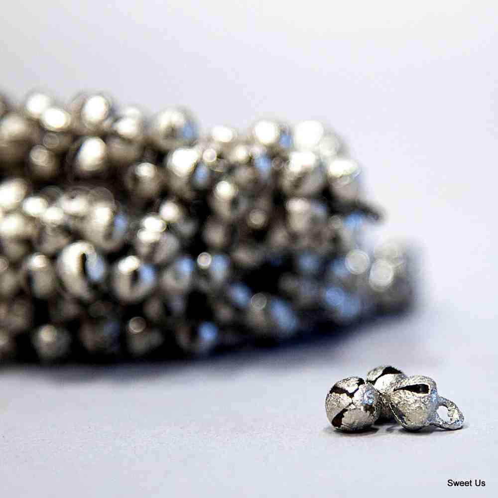 One Hundred 100 0.5" Half Inches High Cross Cut Embossed Chrome Plated Brass Bells