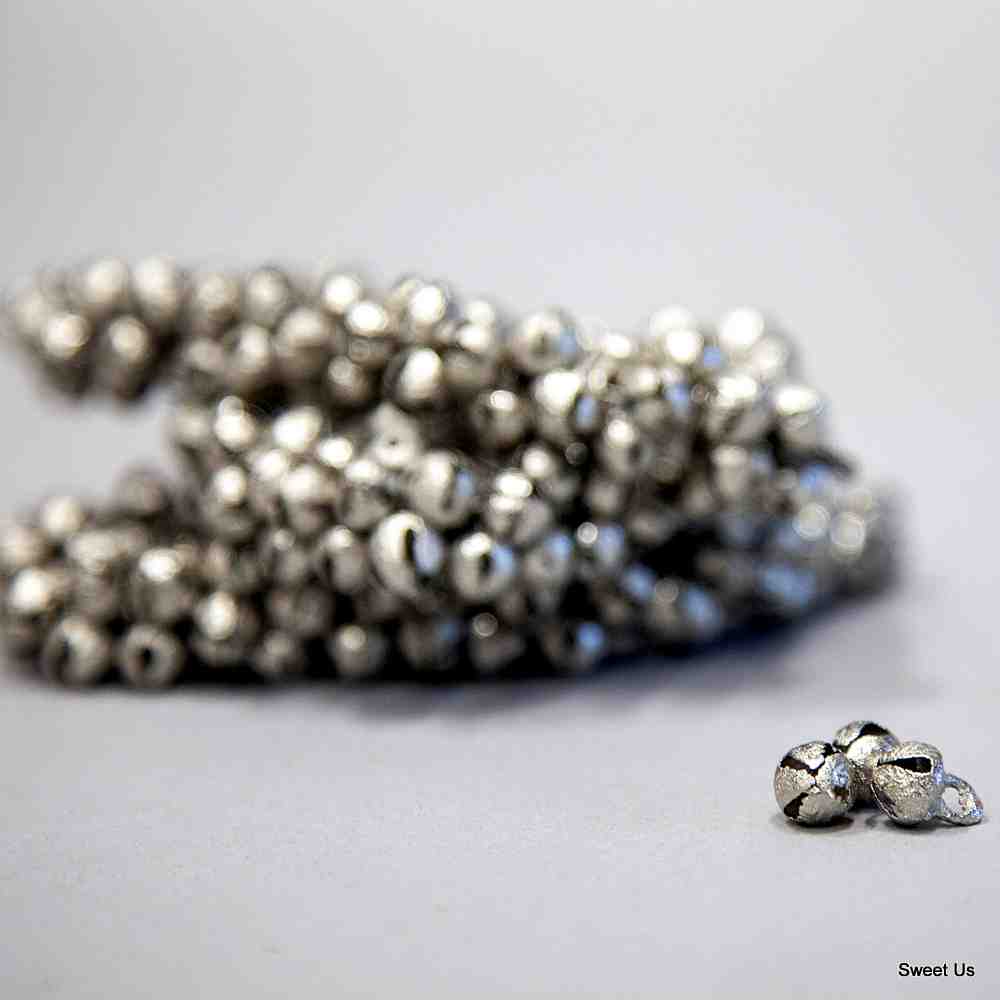 One Hundred 100 0.5" Half Inches High Cross Cut Embossed Chrome Plated Brass Bells