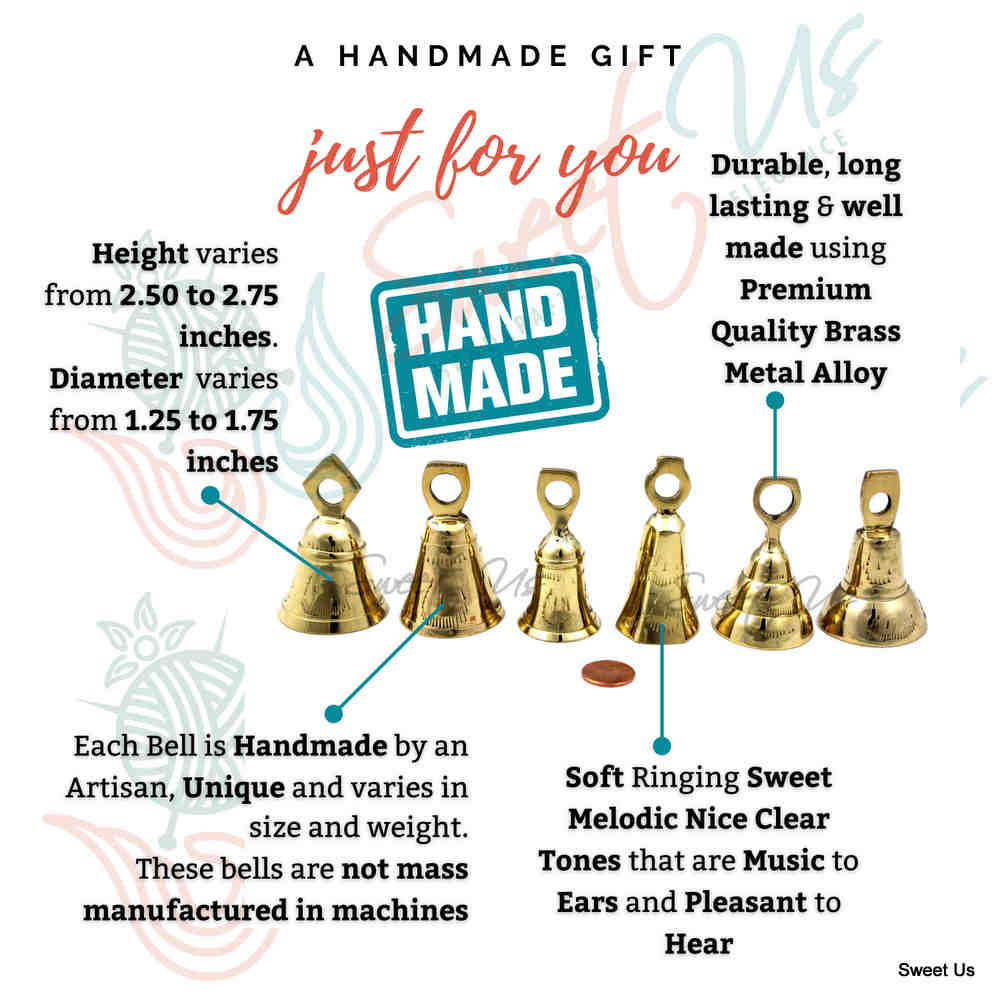 Brass Bells One Dozen Cute Wedding Bells Motorcycle Bell Christmas Decor 5 Sizes - Sweet Us