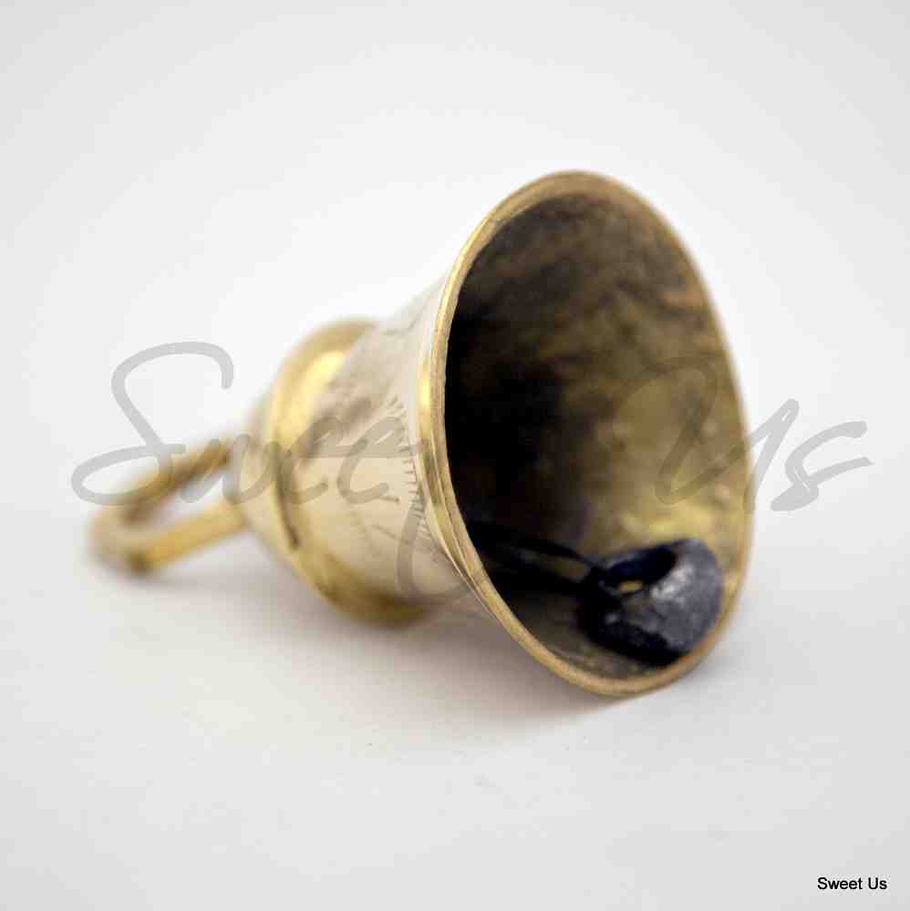 Six 4" High Assorted Design Brass Bells with Ringer Wedding favors Many Uses