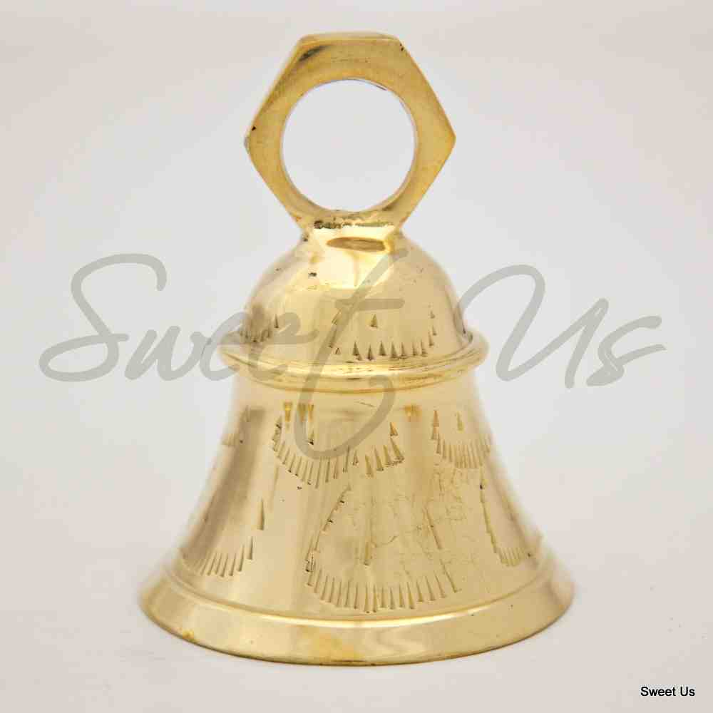 Six 4" High Assorted Design Brass Bells with Ringer Wedding favors Many Uses