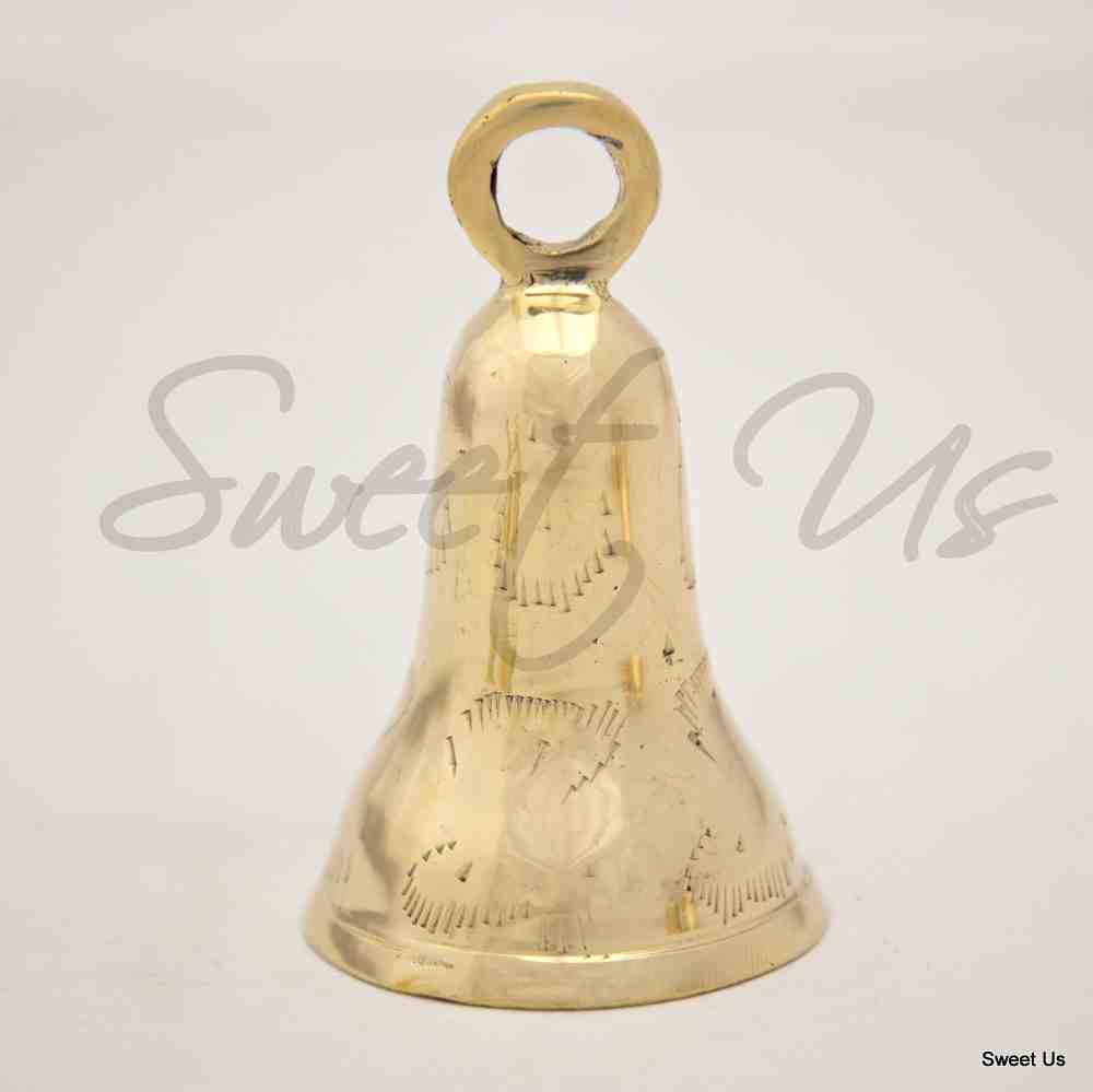 Six 4" High Assorted Design Brass Bells with Ringer Wedding favors Many Uses
