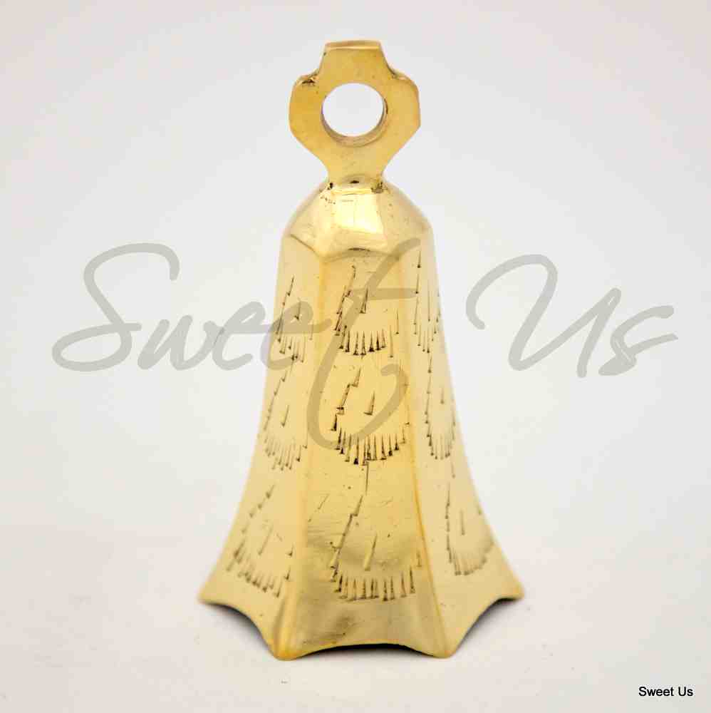 Six 4" High Assorted Design Brass Bells with Ringer Wedding favors Many Uses