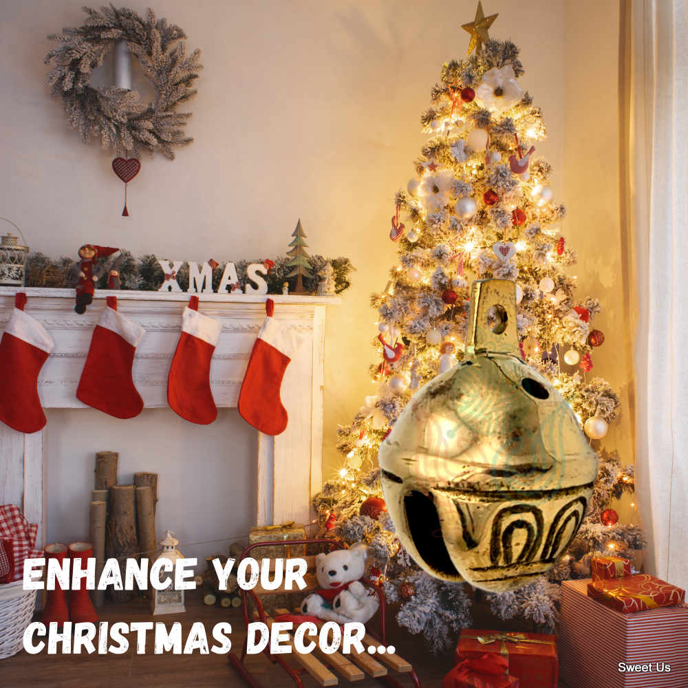 12pcs Polished Brass Jingle Bells, Sleigh Bells for Home, Christmas Decor