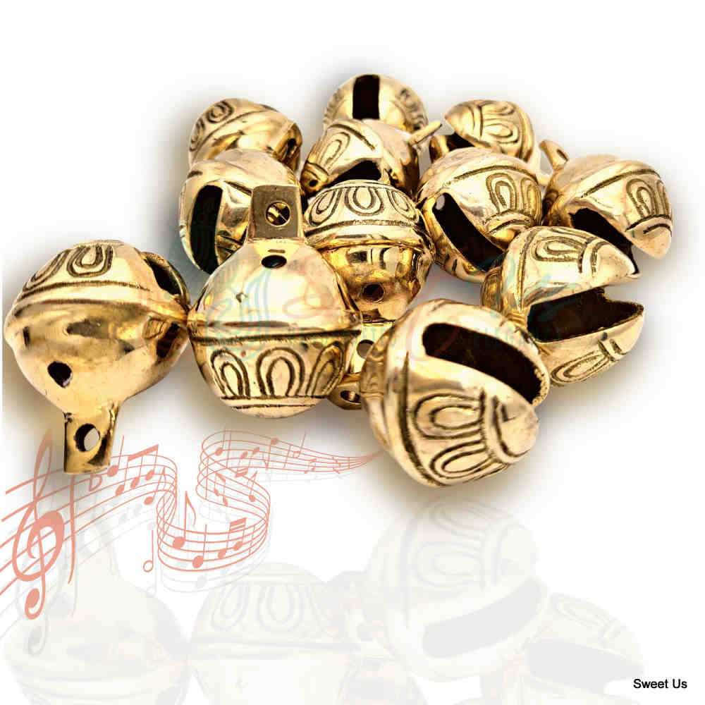 12pcs Polished Brass Jingle Bells, Sleigh Bells for Home, Christmas Decor
