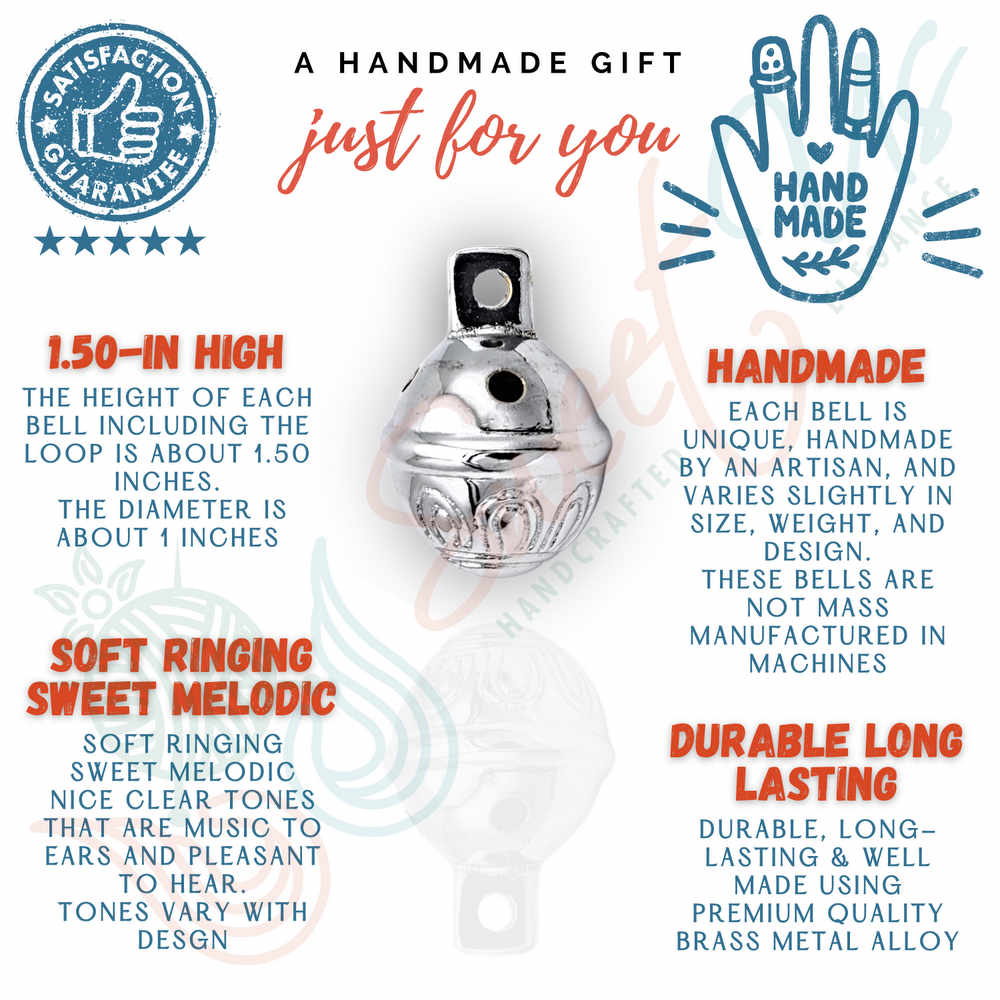 12pcs Chrome Plated Brass Jingle Bells, Sleigh Bells for Home, Christmas Decor