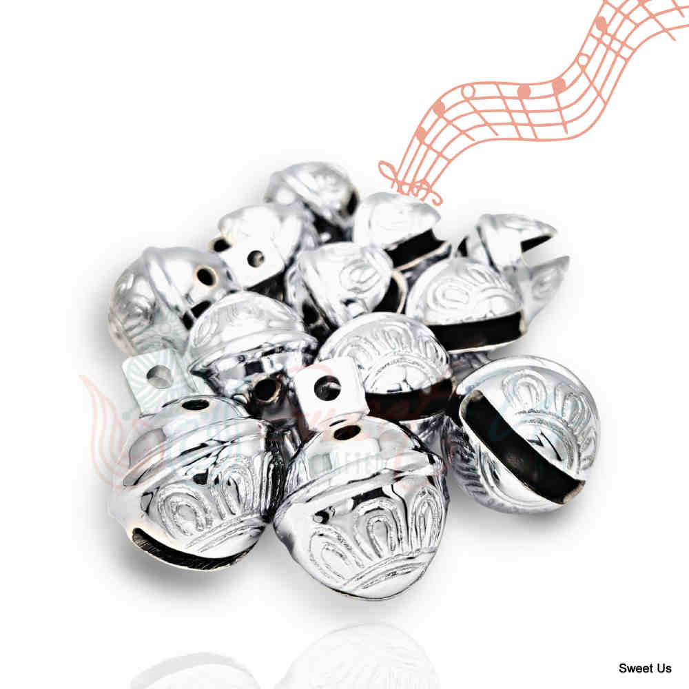 12pcs Chrome Plated Brass Jingle Bells, Sleigh Bells for Home, Christmas Decor