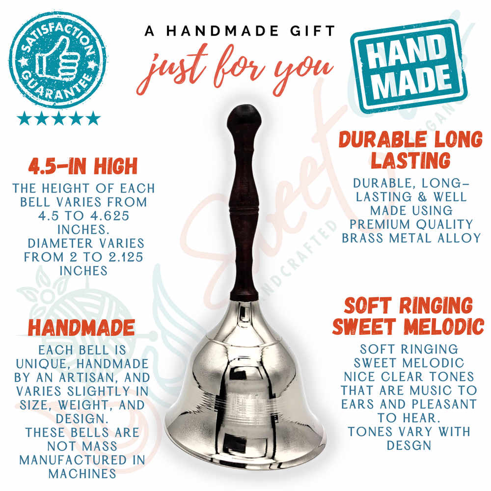 Sturdy Chrome Plated Brass Hand Bell Sweet Melodic Wedding Kiss Bell Service Call