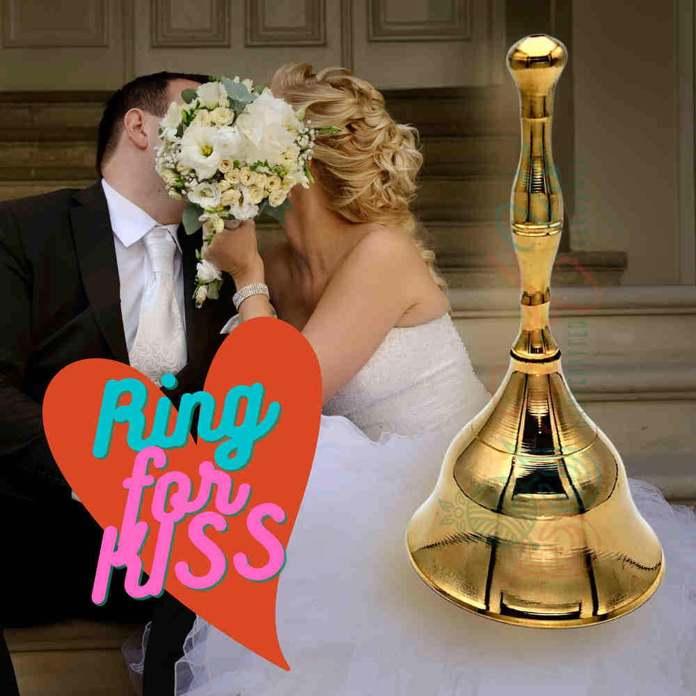 Sturdy Polished Brass Hand Bell Sweet Melodic Wedding Kiss Bell Service Call