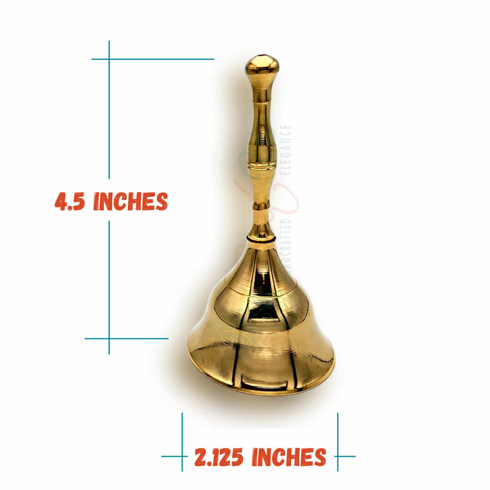 Sturdy Polished Brass Hand Bell Sweet Melodic Wedding Kiss Bell Service Call
