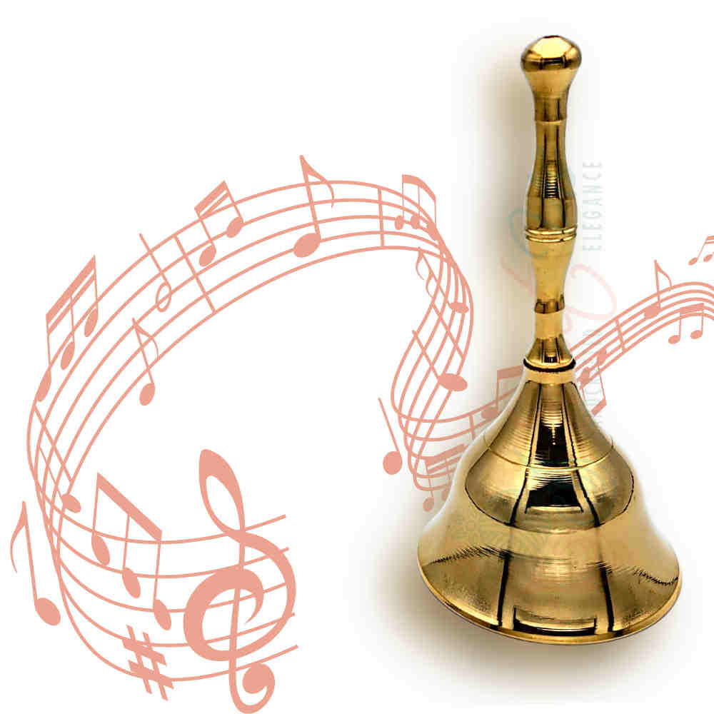 Sturdy Polished Brass Hand Bell Sweet Melodic Wedding Kiss Bell Service Call