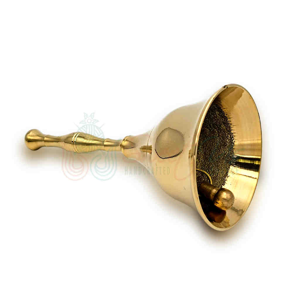 Sturdy Polished Brass Hand Bell Sweet Melodic Wedding Kiss Bell Service Call