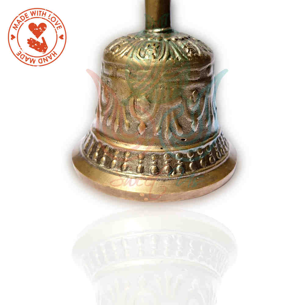 Antique Brass Hand Bell Sweet Soft Tone Meditation, Tibetan Buddhist Prayer Bell