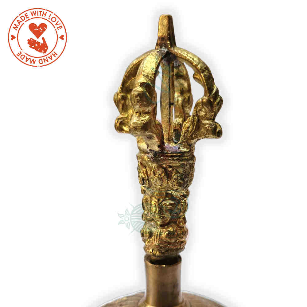 Antique Brass Hand Bell Sweet Soft Tone Meditation, Tibetan Buddhist Prayer Bell