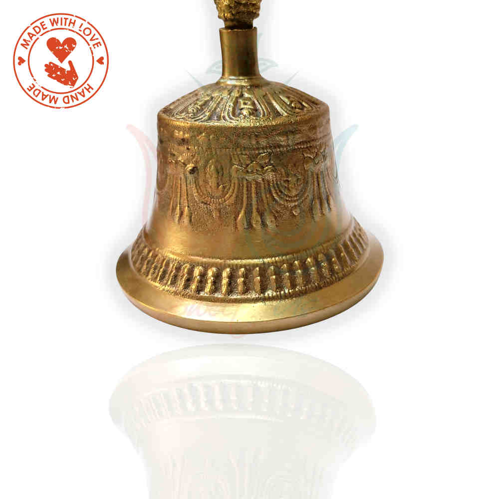 Antique Brass Hand Bell Sweet Soft Tone Meditation, Tibetan Buddhist Prayer Bell