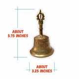 Antique Brass Hand Bell Sweet Soft Tone Meditation, Tibetan Buddhist Prayer Bell