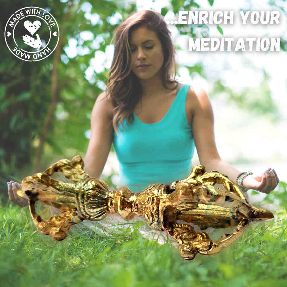 Tibetan Buddhist Antique Brass Dorje Vajra for Meditation, Enlightenment, Wisdom