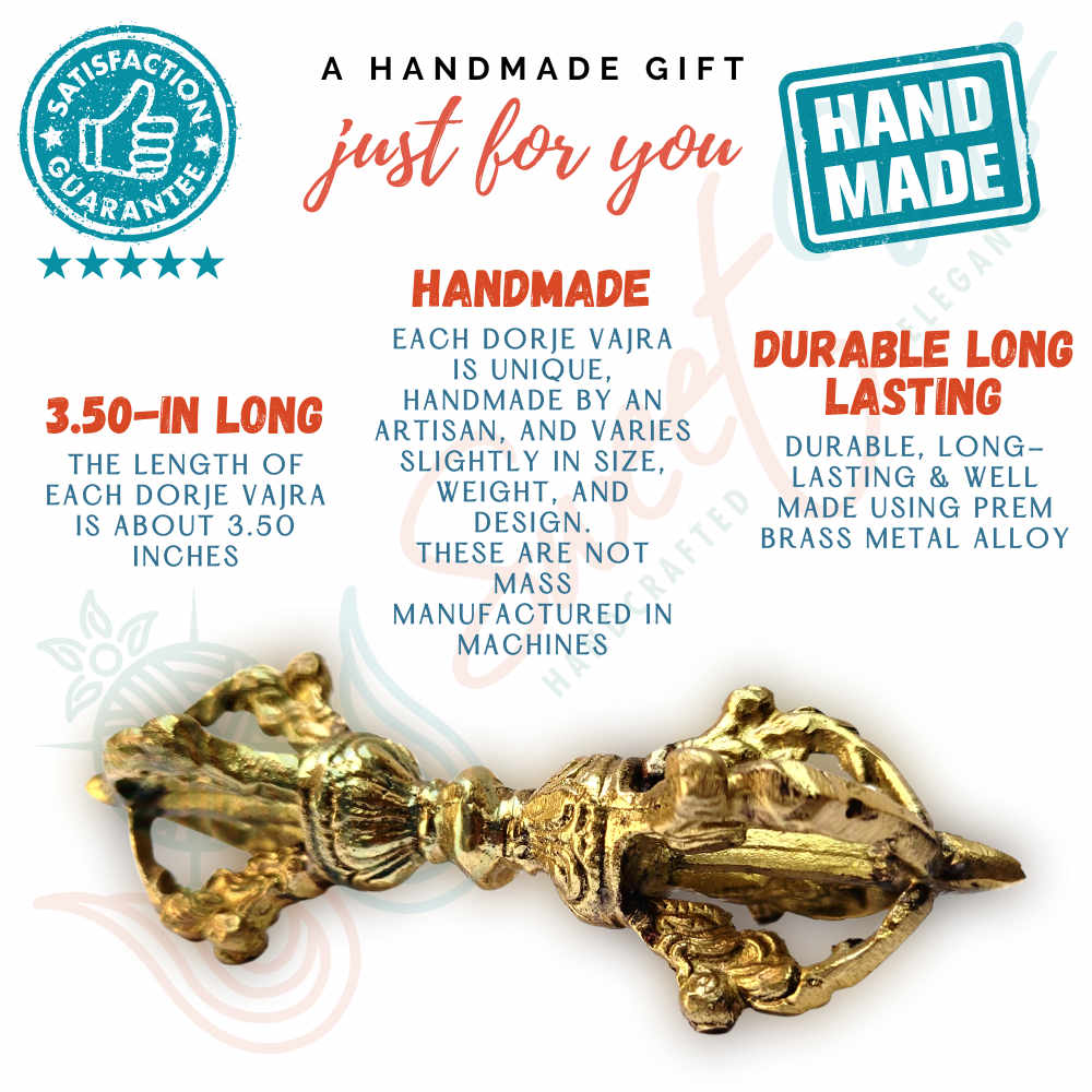 Tibetan Buddhist Antique Brass Dorje Vajra for Meditation, Enlightenment, Wisdom