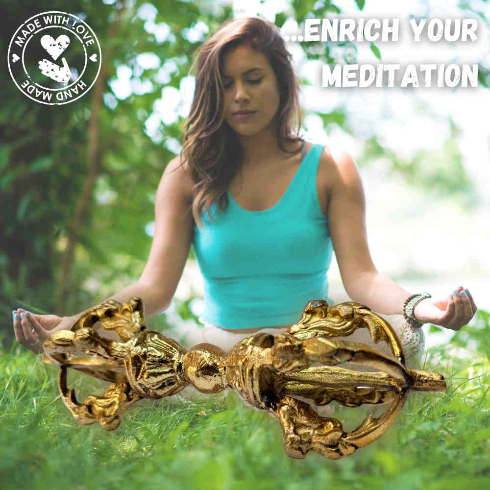 Tibetan Buddhist Antique Brass Dorje Vajra for Meditation, Enlightenment, Wisdom