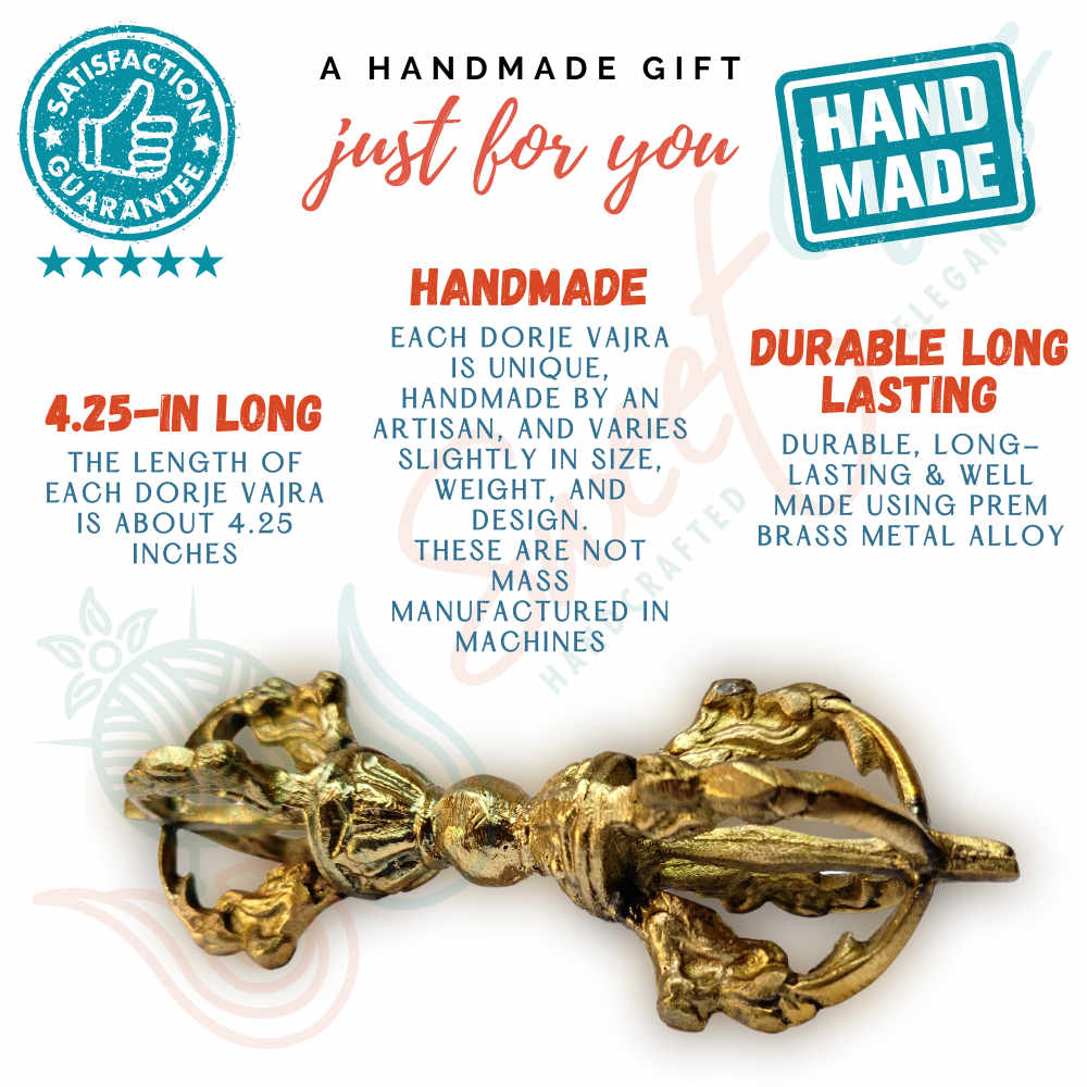 Tibetan Buddhist Antique Brass Dorje Vajra for Meditation, Enlightenment, Wisdom