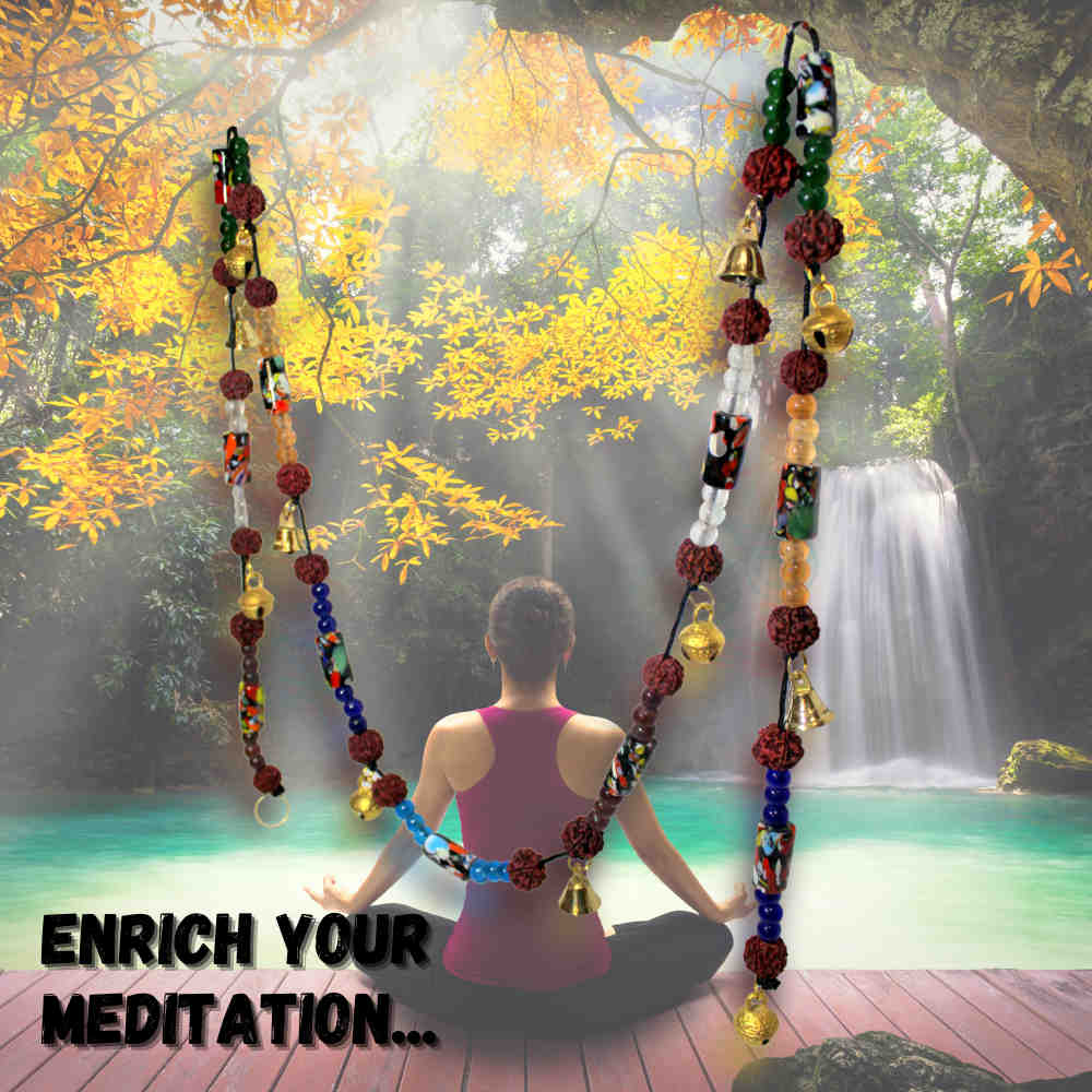 Colorful and Stress Relieving Beads, Decorative Vintage Brass Bells on a String