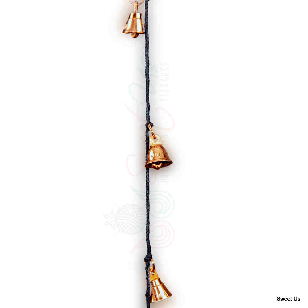 Decorative Vintage Copper Plated Brass Bells on a String, Home, Christmas Decor