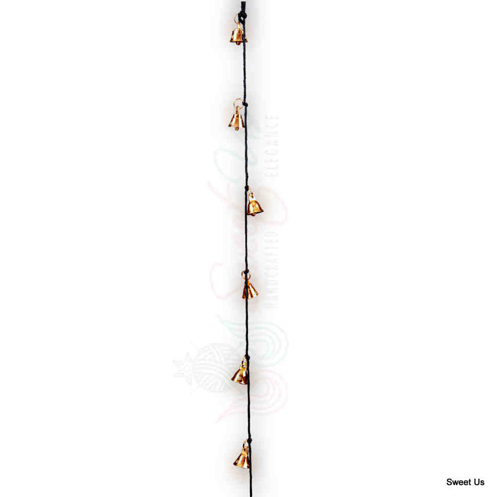 Decorative Vintage Copper Plated Brass Bells on a String, Home, Christmas Decor