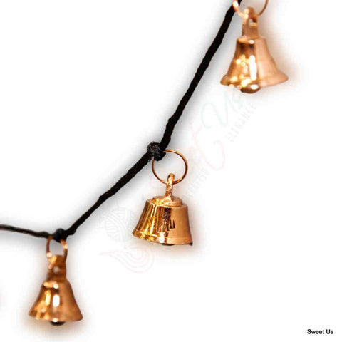 Decorative Vintage Copper Plated Brass Bells on a String, Home, Christmas Decor