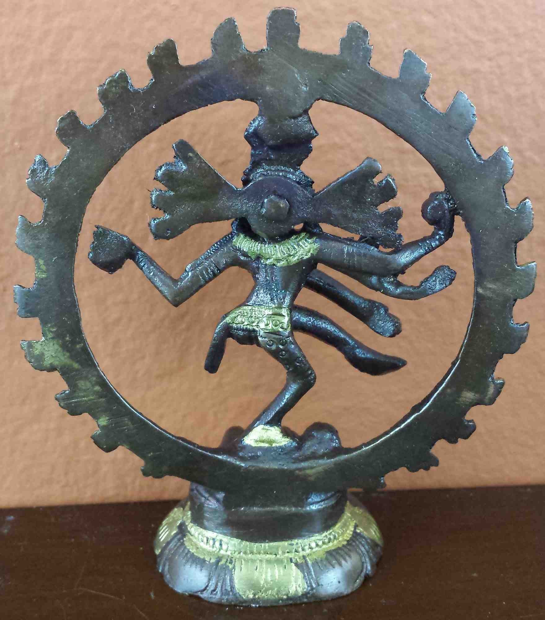 Handcarfted Hindu God Shiva Nataraja Dancing God Brass Statue Figurine Sculpture Copper Brass Finish Home Decor 4 Inches High - Sweet Us