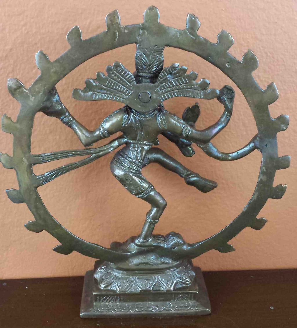 Handcarfted Hindu God Shiva Nataraja Dancing God Brass Statue Figurine Sculpture Copper Brass Finish Home Decor 6 Inches High - Sweet Us