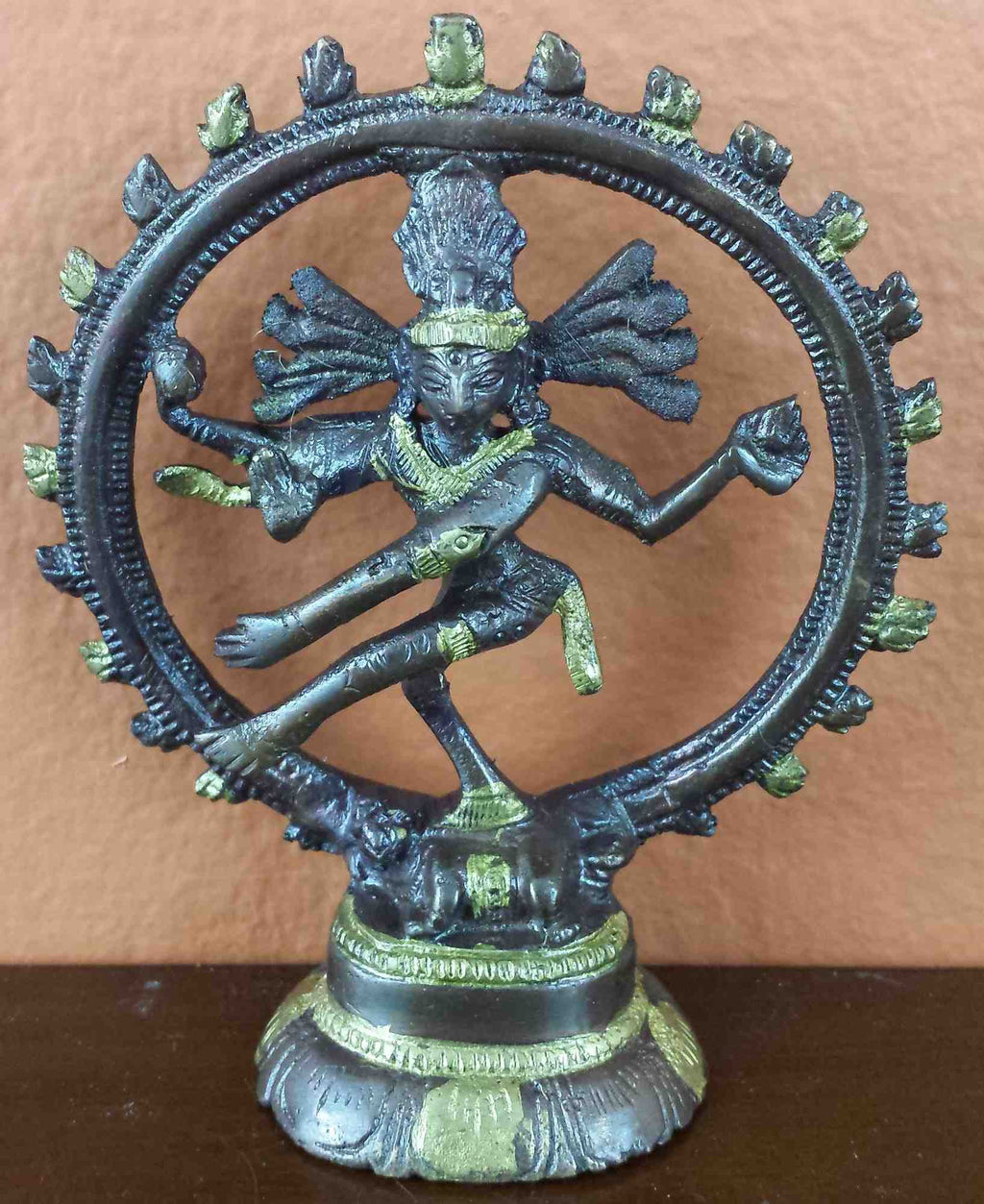 Handcarfted Hindu God Shiva Nataraja Dancing God Brass Statue Figurine Sculpture Copper Brass Finish Home Decor 4 Inches High - Sweet Us