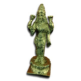 Goddess VishnuLaxmi Lakshmi Statue Figurine Sculpture Polished Brass 5" High - Sweet Us