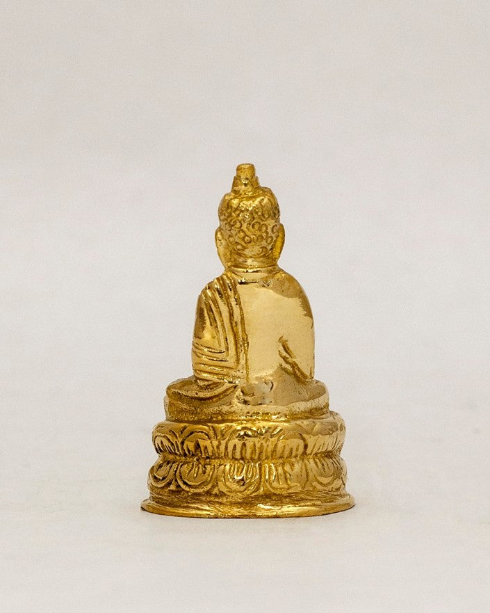 Polished Brass Seated Buddha Shakyamuni Statue 2" High Amitabha Budhism Figure