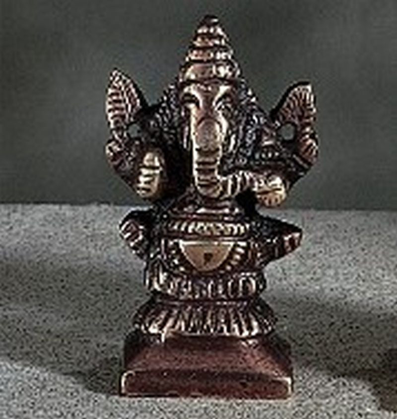 Seated God Ganesha Brass Statue 2" High Figurine Sculpture in Bronze Finish Hinduism Decor - Sweet Us