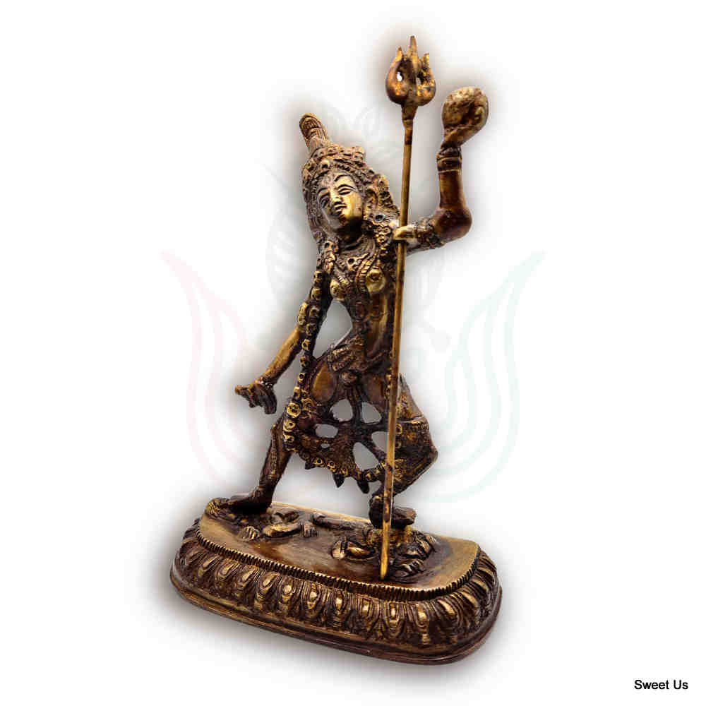 Goddess Kali The Destroyer Statue Figurine Sculpture Decorative Antique Brass