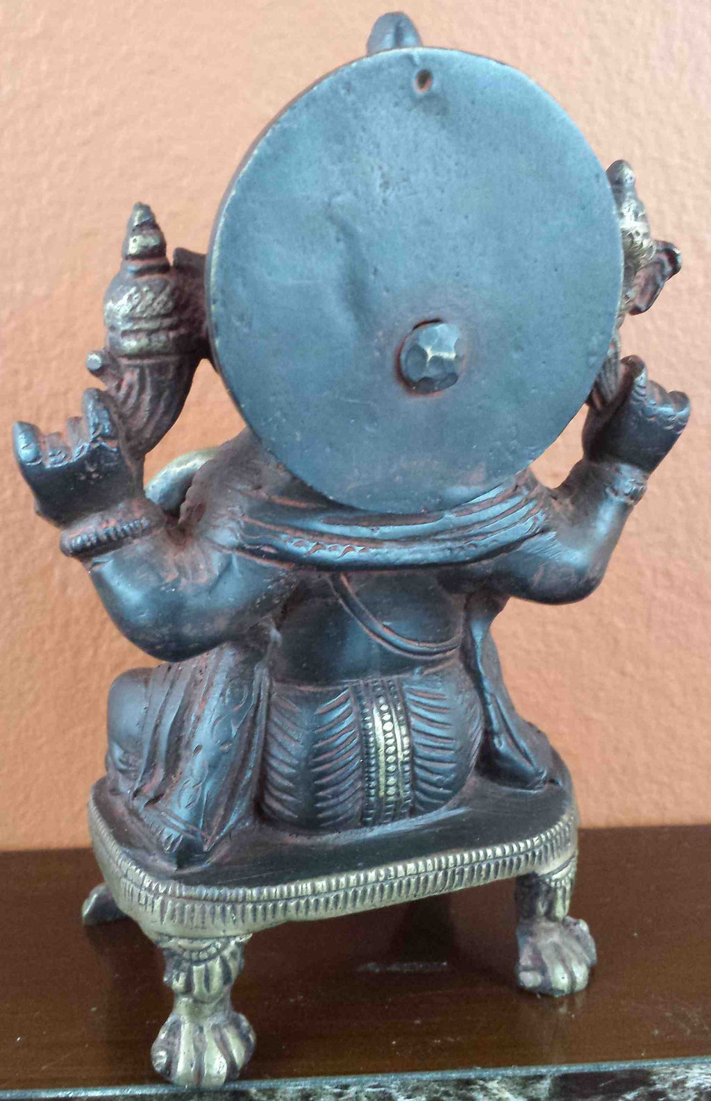 Seated God Ganesha Brass Statue 6" High Bronze Figurine Sculpture Hinduism Decor - Sweet Us