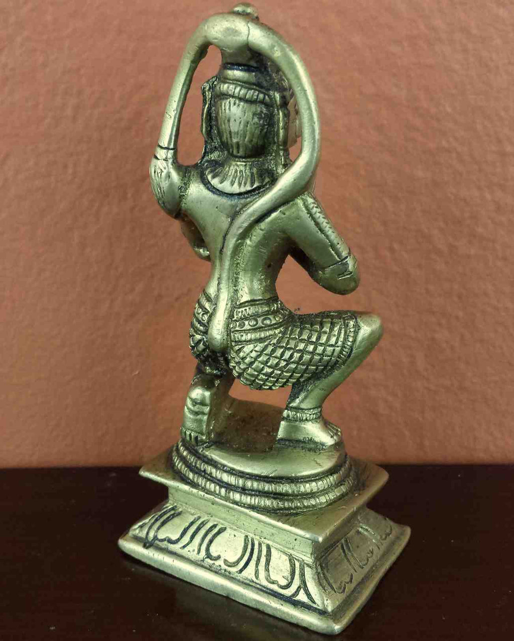 Antique Brass Lord Hanuman Sitting with Coil Tail Statue 4.25" High Figurine Sculpture Hinduism Decor - Sweet Us