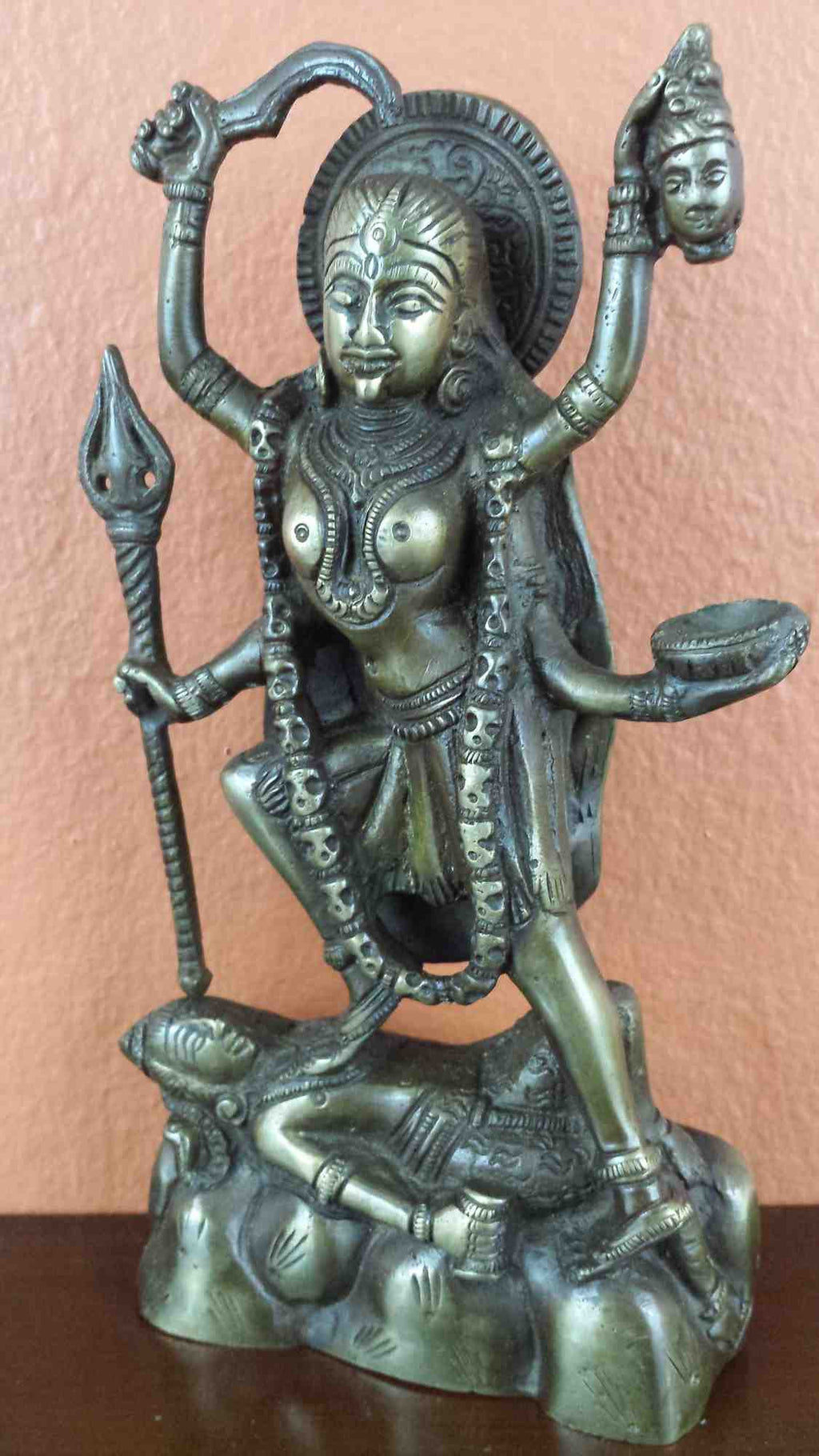 Hindu Goddess Kali Statue Figurine Sculpture Antique Brass Finish Home Decor 8 Inches High - Sweet Us