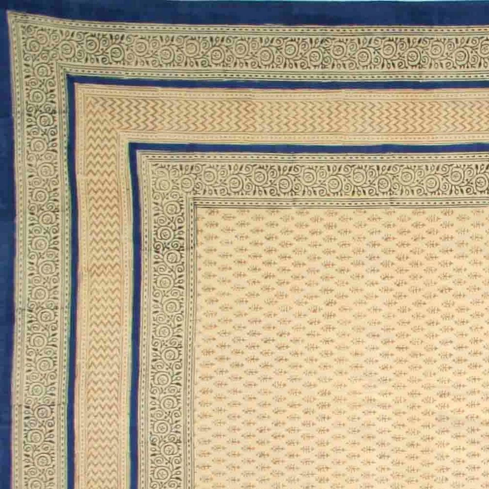 Handmade 100% Cotton Bagru Block Print Tapestry Tablecloth Bedspread Blue Full - Sweet Us