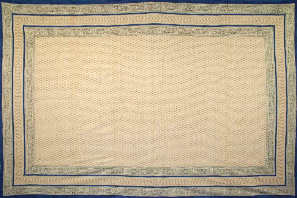 Handmade 100% Cotton Bagru Block Print Tapestry Tablecloth Bedspread Blue Twin - Sweet Us