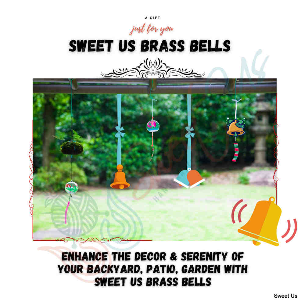 Six 4" High Assorted Design Brass Bells with Ringer Wedding favors Many Uses