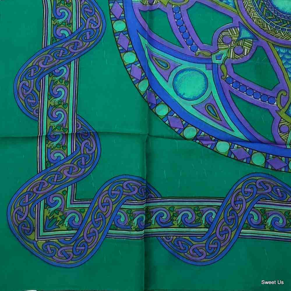 Large Scarf for Women Lightweight Soft Sheer Celtic Knot Silk Scarf Blue Red - Sweet Us