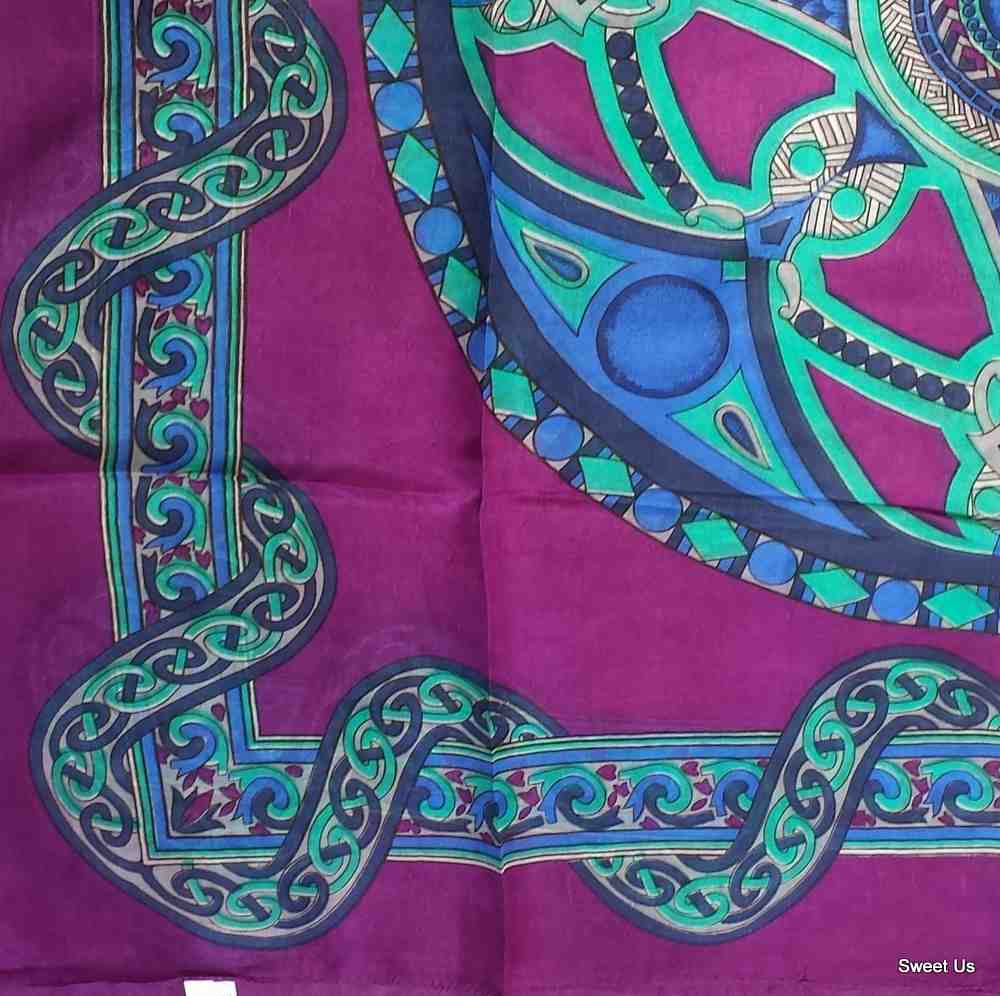 Large Scarf for Women Lightweight Soft Sheer Celtic Knot Silk Scarf Blue Red - Sweet Us