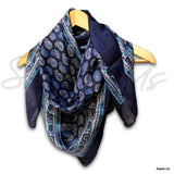 Large Scarf for Women Lightweight Soft Sheer Paisley Floral Silk Scarf Blue Red - Sweet Us