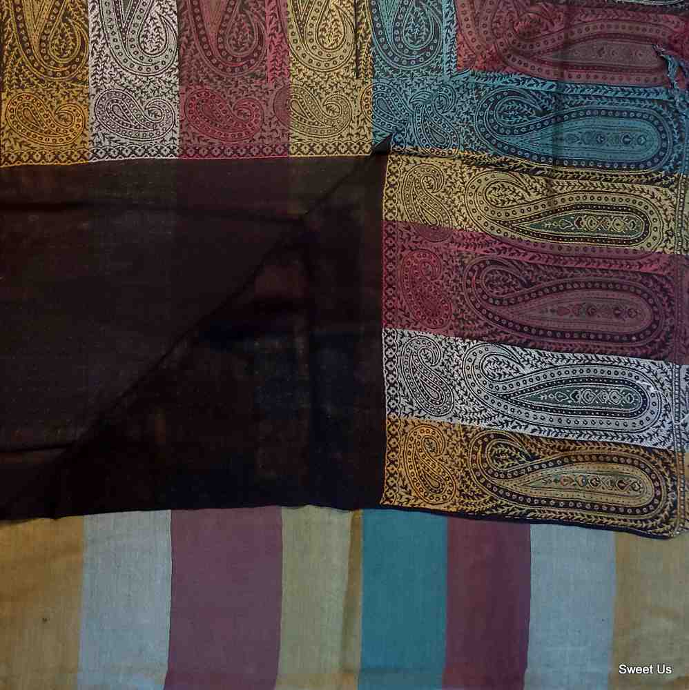 Large Scarf for Women Reversible Soft Paisley Floral Striped Rayon Scarf Shawl - Sweet Us