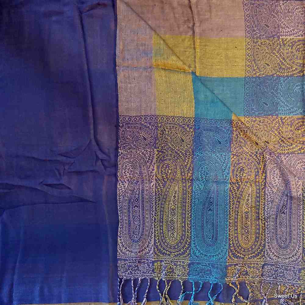 Large Scarf for Women Reversible Soft Paisley Floral Striped Rayon Scarf Shawl - Sweet Us